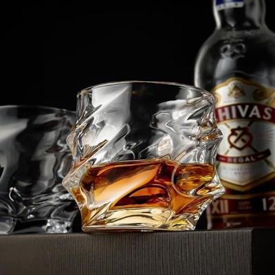 BARRAID Crystal Whiskey Glasses (Set of 6), Twisted Design for Solid Grip, Heavy Base 330 ML