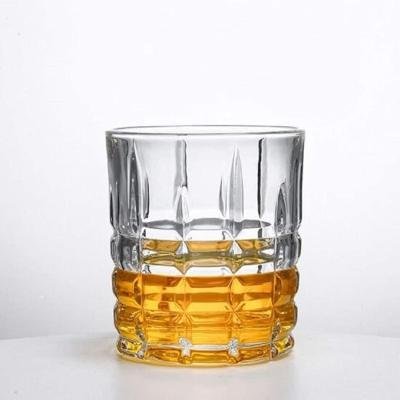 BARRAID Crystal Whiskey Glasses,(Set of 6) Round Shape with Small Square Pattern Base 280 ML